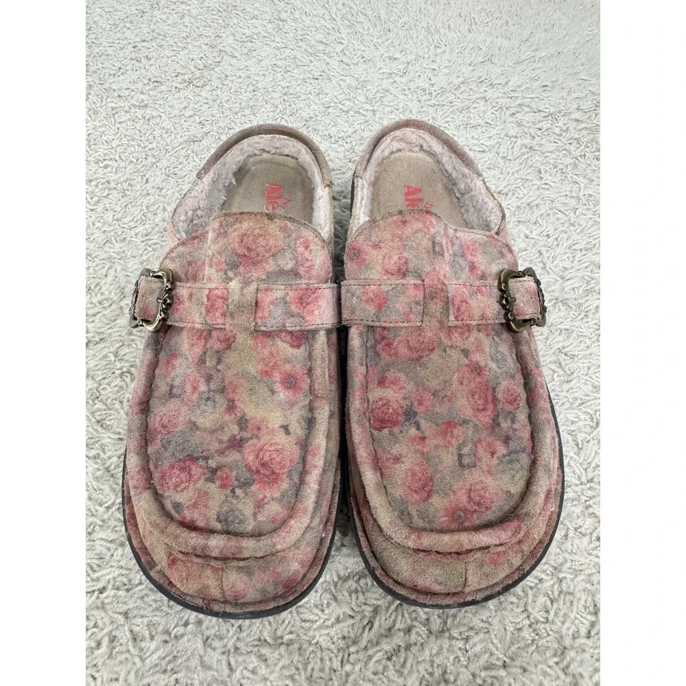 Alegria Brigid‎ Slip On Comfort Shoes In Freedom Rock Floral Euro 39 US 9 Sherpa